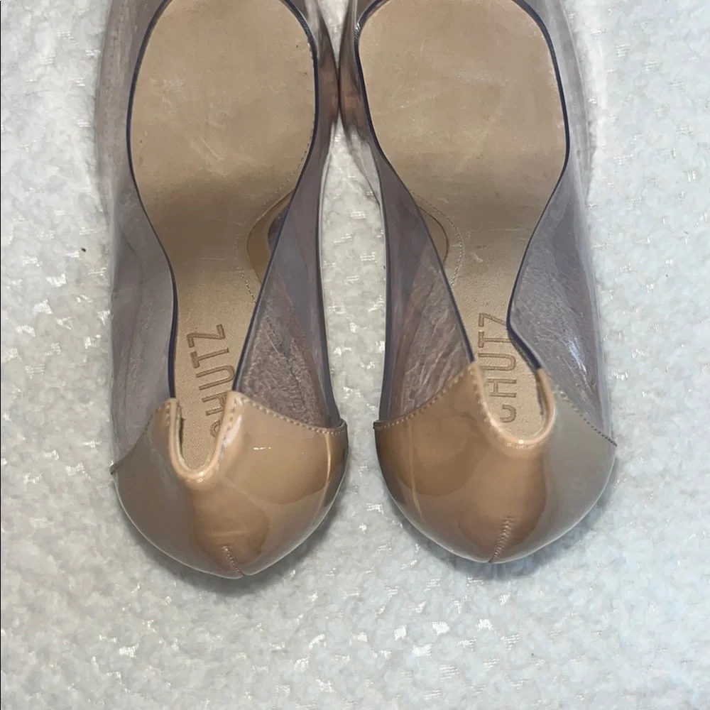 SCHUTZ Heels Tan and Clear High Heels Size 9.5 - Picture 7 of 7